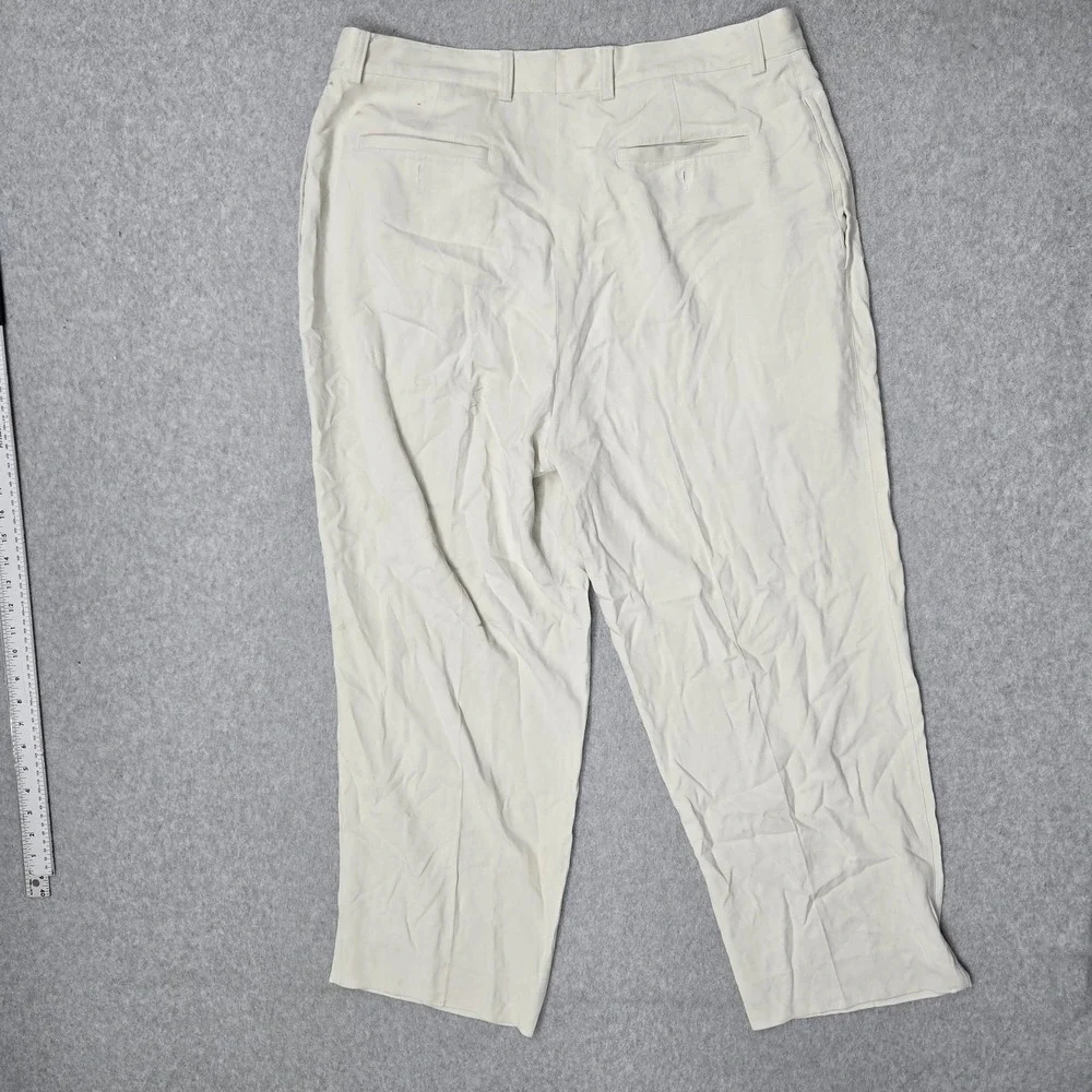 Tommy Bahama Men Pants 35 Cream Silk Spandex Dress Pants Twill Relax READ